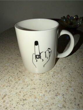 White Ceramic Mug with engagement ring design
